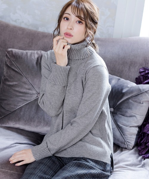 Tiaclasse ニット セーター 「洗える」もっちり柔らかいリブタートル