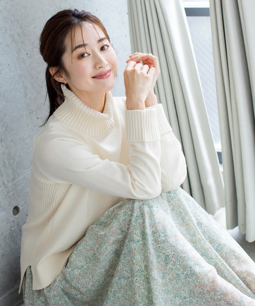 Tiaclasse ニット セーター 「洗える」もっちり柔らかいリブタートル