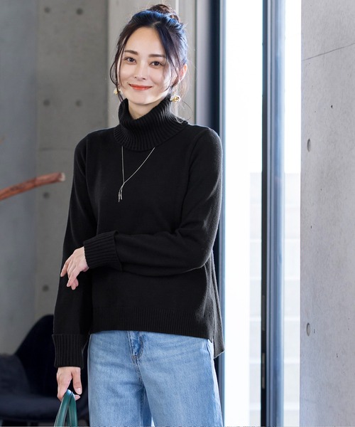 Tiaclasse ニット セーター 「洗える」もっちり柔らかいリブタートル