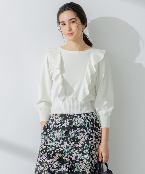 ニット セーター 「洗える」Elenaラッフル ニット レディース