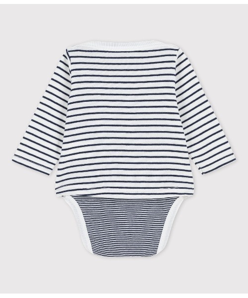 PETIT BATEAU（プチバトー） ベビー服 ミニマリニエール長袖ボディ 