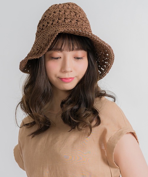 ★美品　ワンダフルワールド　ピコフリル　帽子　こげ茶 FUNALIVE 帽子 ハット PAGE ONE ペーパーアソートハット