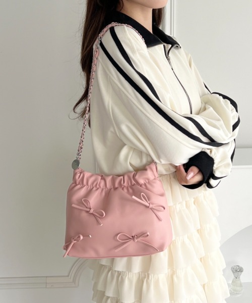 Loueme ショルダーバッグ バッグ メニーリボンPUチェーン