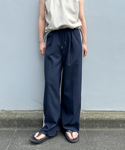SUNDRYパンツ未使用 Fulling Wool Drawstring Loose Silhouette Zipper Pants(FREE