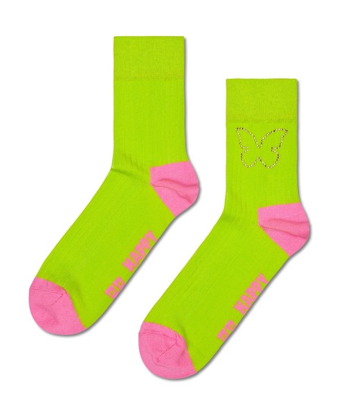 Happy Socks 靴下 Butterfly Rhinestone ショートクルーソックス