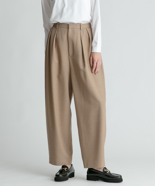 allureville ギャバ2タックパンツ ベージュ allureville パンツ ギャバ2タックパンツ レディース : ZOZOTOWN