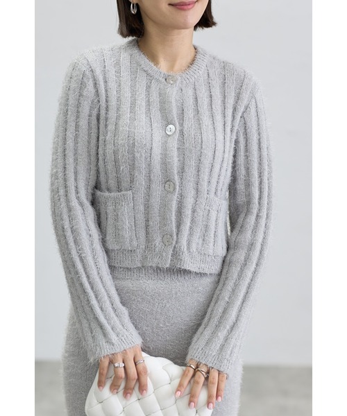 &. NOSTALGIA（ノスタルジア） カーディガン ラメシャギーリブ