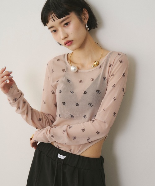 VIOLETTA（ヴィオレッタ） モノグラム柄シアーボディスーツ レディース