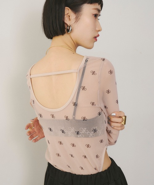 VIOLETTA（ヴィオレッタ） モノグラム柄シアーボディスーツ レディース