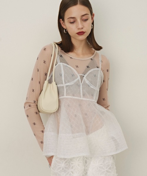 上品なスタイル VIOLETTA レディース モノグラム柄シアーボディスーツ トップス