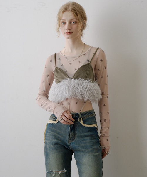 VIOLETTA（ヴィオレッタ） モノグラム柄シアーボディスーツ レディース