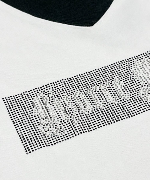 Bizarre Maiden ビザール メイデン ラインストーン ロゴ ラグラン Bizarre Maiden tシャツ 「Bizarre Maiden」rhinestone logo