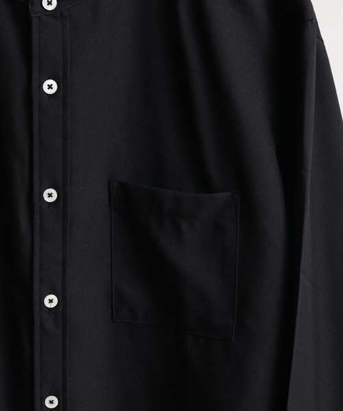 期間限定値下げPlageバンドカラーシャツ　黒 1月中旬お届け予約商品】PULLOVER BAND COLLAR SHIRT プルオーバー
