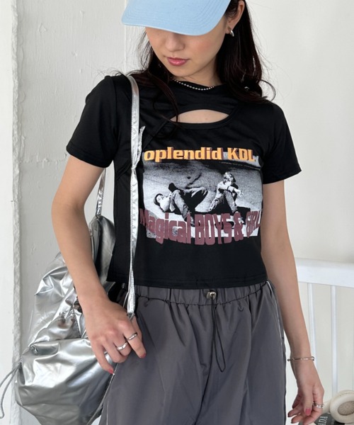 【関税込】 カットアウト Tシャツ - グレー CUTRATE - CUTRATE LONG BEACH CA LOGO DROP SHOULDER S/S -T