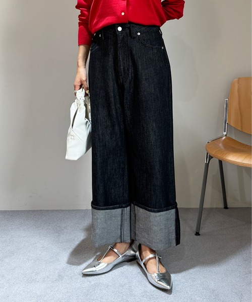 完売品✨新品タグなし 147 イチヨンナナ ロールアップデニム S 147_ichi_yon_nana】ロールアップデニム｜低身長さん必見・小柄