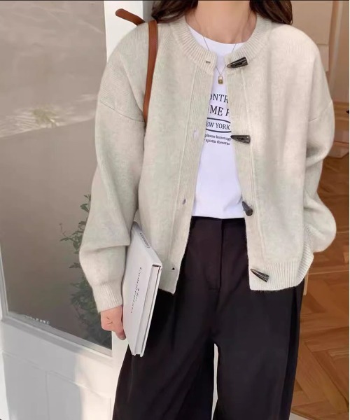 SP古着カーディガン トグルボタン パッチワークニット 秋冬 cjfj57536.jpg