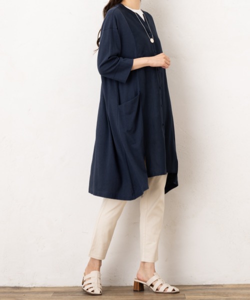 「aunt lily」 7分袖チュニック L ターコイズブルー レディース