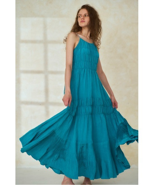 エステラケー　estella.k シャーリングプリーツティアードドレス 新品！ Estella.K ワンピース Haute Summer Dress シャーリングプリーツ