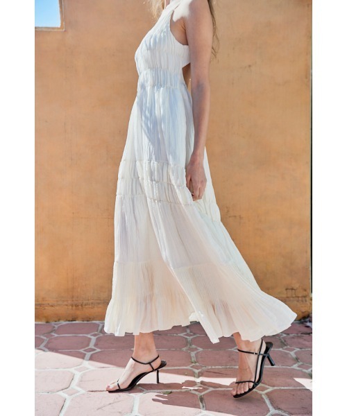 エステラケー　estella.k シャーリングプリーツティアードドレス 新品！ Haute Summer Dress シャーリングプリーツティアードドレス
