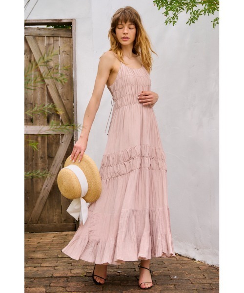 エステラケー　estella.k シャーリングプリーツティアードドレス 新品！ Estella.K ワンピース Haute Summer Dress シャーリングプリーツ