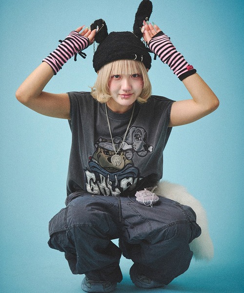 tシャツ 「GALFY/ガルフィー」袖を忘れしTシャツ レディース メンズ GALFY (ガルフィー) 袖を忘れしTシャツ - Black / ロック