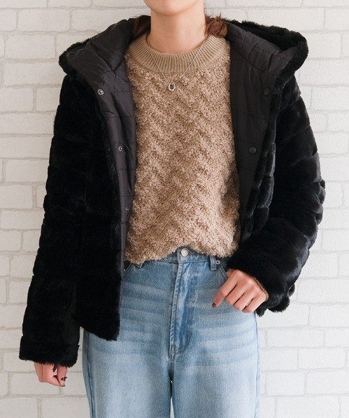 コート アウター フェイクファーリバーシブルショートコート
