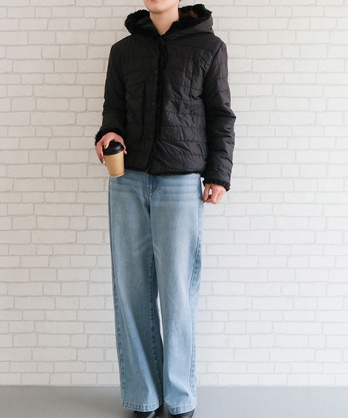 コート アウター フェイクファーリバーシブルショートコート