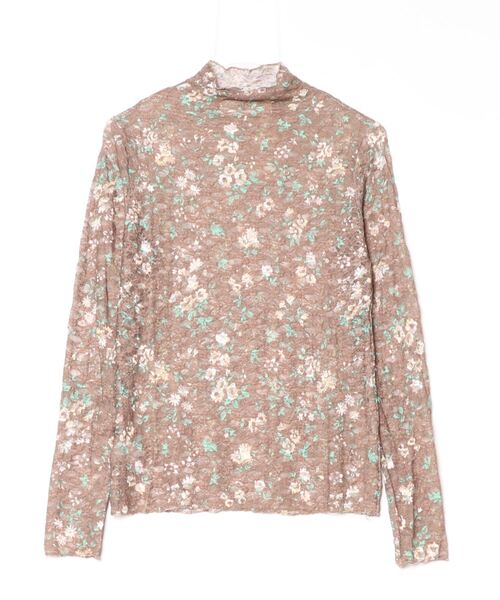 CELENA BEATS tシャツ 花柄 メローシャーリング レース シアートップス