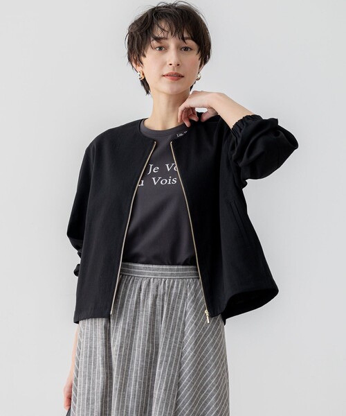 極美品❣️ 25SS 23区 【洗える】リネンレーヨンストレッチブルゾン 38 23区 ブルゾン アウター 「洗える」リネンレーヨンストレッチ