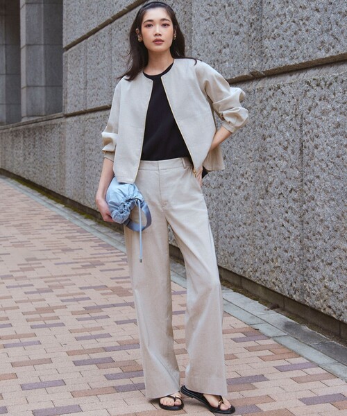 23区 ブルゾン アウター 「洗える」リネンレーヨンストレッチ