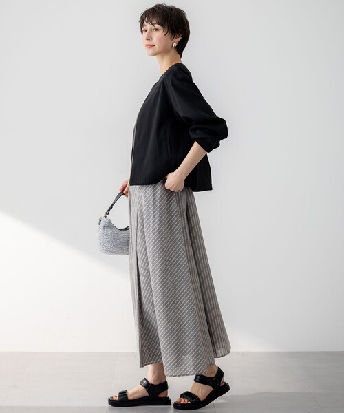 ＊新品＊23区リネンレーヨンストレッチ ブルゾン 23区 ブルゾン アウター 「洗える」リネンレーヨンストレッチ
