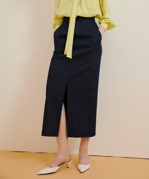 【23年AW】【定価:25,300円】allureville スリットスカート allureville（アルアバイル） デニムスカート デニムライクスリット