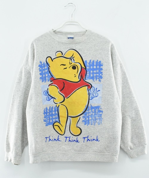レディース 古着 90s Disney Pooh くまのプーさん 「Think」 スウェット トレーナー L 古着 レディース 古着 90s Disney Pooh くまのプーさん 「Think