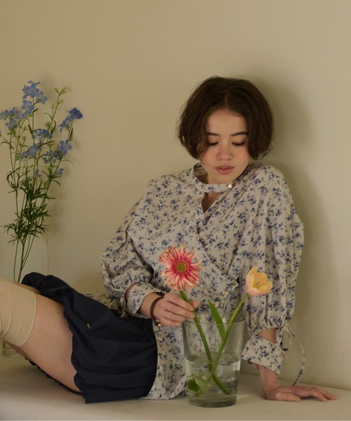 ブラウス シャツ アシンメトリーリボンブラウス レディース loin nuit ブラウス シャツ asymmetry ribbon shirt