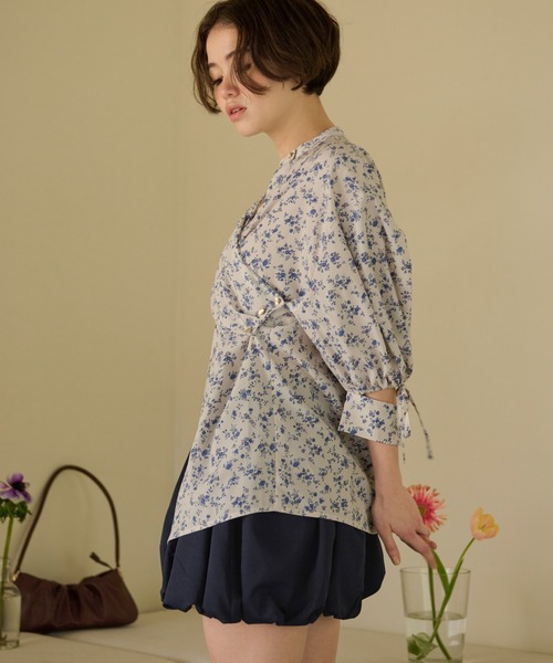 ブラウス シャツ アシンメトリーリボンブラウス レディース loin nuit ブラウス シャツ asymmetry ribbon shirt