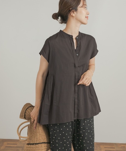 「URBAN RESEARCH DOORS」 半袖ブラウス MEDIUM チャコールグレー レディース URBAN RESEARCH DOORS 「URBAN DOORS」 半袖ブラウス MEDIUM