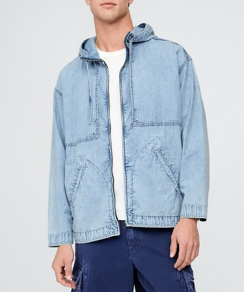 GAP デニムジャケット gジャン デニムリップストップ オーバー