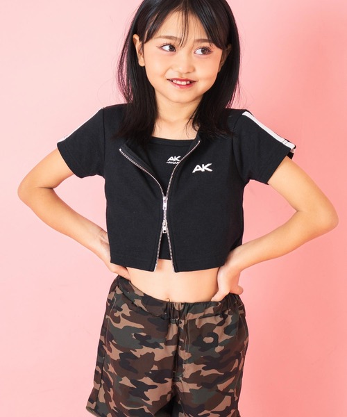 ANAP kids tシャツ ライン入ダブルジップカーデ×キャミソール
