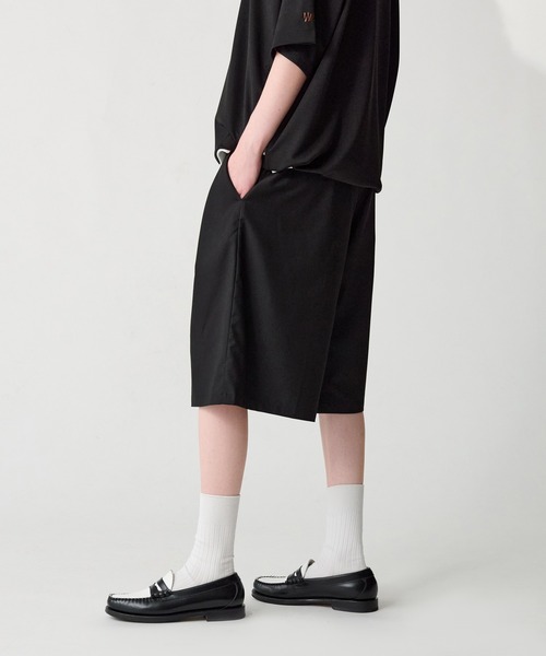 Exclusive cropped half slacks ハーフスラックス WETTEMPT スラックス 2TUCK WIDE HALF SLACKS / ツータック