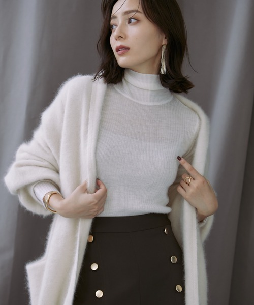 アニュアンス　ニットカーディガン　anuans ほぼ新品未使用 anuans（アニュアンス） ニットカーディガン FREE キャメル レディース