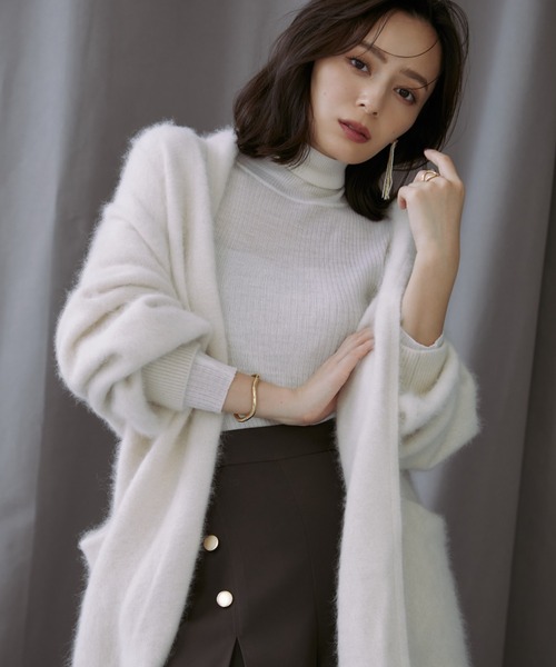 anuans アニュアンス　ラクーンニットカーディガン　ブラウン　サイズフリー アニュアンス anuans ラクーンニットカーディガン （BROWN