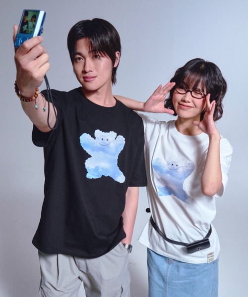 tシャツ 「日本未発売」GRAVER(グレーバー)/実写プリント ベア スマイル 半袖 Tシャツ/Big Cloud Bear Smile Short
