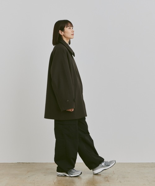 flaner ステンカラーコート　ブラック　M flaner ステンカラーコート MEDIUM ブラック レディース : ZOZOTOWN