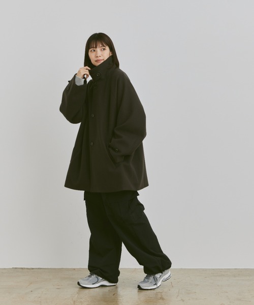flaner ステンカラーコート MEDIUM ブラック レディース : ZOZOTOWN