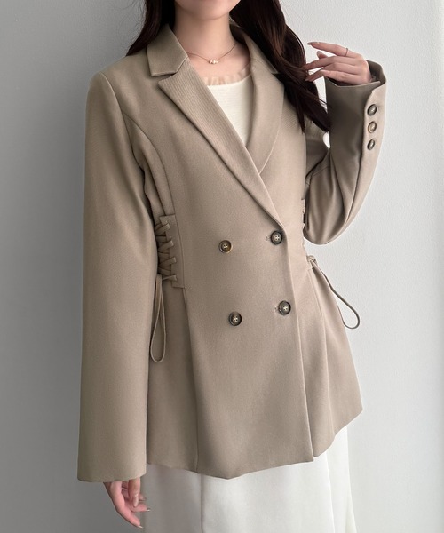 mipiarl ジャケット テーラードジャケット 両脇レースアップデザイン