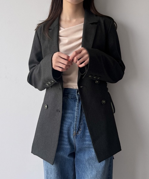 mipiarl ジャケット テーラードジャケット 両脇レースアップデザイン