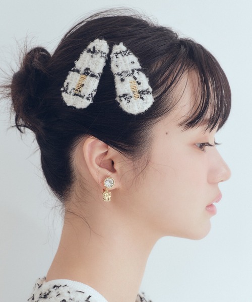 order/リントン ツイード /ヘアゴム 雪苺のツイードリボンハンドメイドヘアゴム リントン