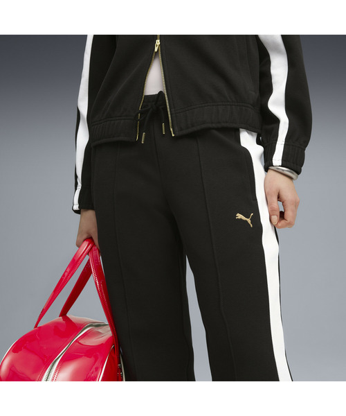PUMA ブラック フレアパンツT7 ニットパンツ W PUMA（プーマ） パンツ ウィメンズ T7 フレアー パンツ レディース