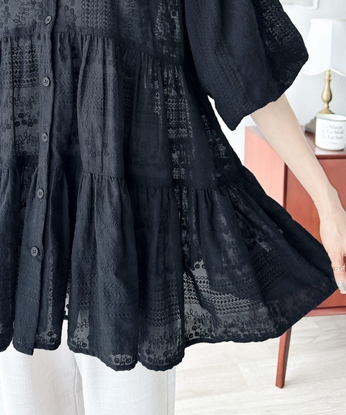 「classicalelf」 半袖ブラウス SMALL グレー レディース_画像3