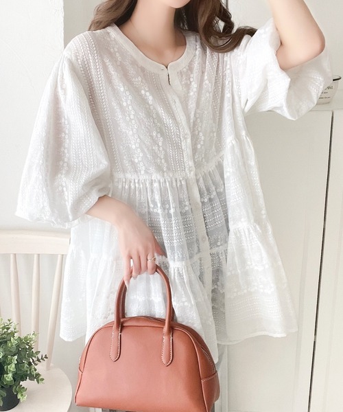 「classicalelf」 半袖ブラウス SMALL グレー レディース_画像9